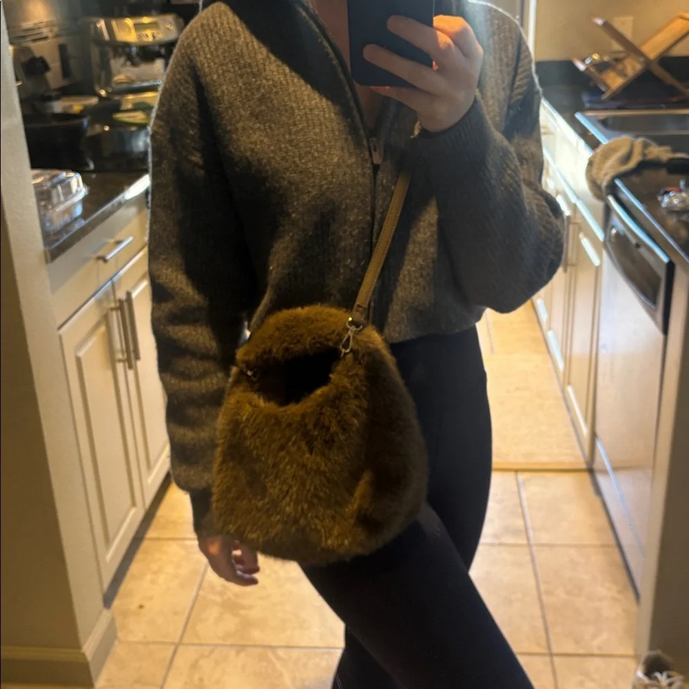 H&M Brown Faux Fur Shoulder Bag - Picture 7 of 8